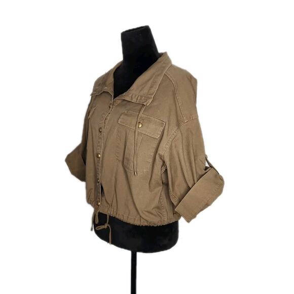 Lauren Ralph Lauren Vondra Cropped Boxy Utility Jacket Olive Twill Size 14 - Picture 3 of 8